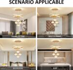 Modern Gold LED Chandeliers, 3-Color Dimmable Pendant Light for Kitchen Island, ... - Image 5