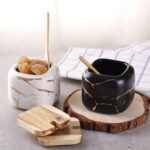 VanEnjoy Decorative Marble Pattern Ceramic Sugar Spice Containers Porcelain Jar ... - Image 8