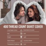 Pizuna Pure 100% Cotton Queen Duvet Cover with Shams, Luxurious 400 Thread Count... - Image 3