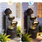 Water Fountain Outdoor Premium Resin 25.6” H, Cascading Cup Modern Garden Water ... - Image 5