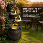 Water Fountain Outdoor Premium Resin 25.6” H, Cascading Cup Modern Garden Water ... - Image 6