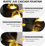 Water Fountain Outdoor Premium Resin 25.6” H, Cascading Cup Modern Garden Water ... - Image 7