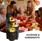 Water Fountain Outdoor Premium Resin 25.6” H, Cascading Cup Modern Garden Water ... - Image 9