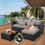 3 Pieces Patio Furniture Set Outdoor Sectional Wicker Patio Furniture Patio Couc... - Image 3