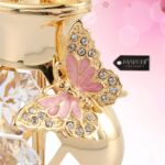 Matashi 24K Gold Plated Crystal Flower Figurine with Clear Crystals & Butterfly ... - Image 5