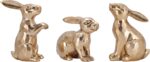 JORAE Gold Bunny Statues Easter Rabbit Figurines Set of 3 Vintage Rabbit Statues... - Image 4