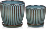 Oairse Ceramic Pots for Indoor Plants, 4.9 +5.7 inch Pots for Plants Set of 2 Ma... - Image 8