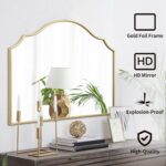 Besdomus Gold Scalloped Mirror for Dresser: 35"x26" Modern Wooden Mantel Mirror ... - Image 3