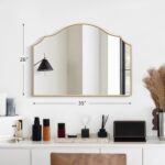 Besdomus Gold Scalloped Mirror for Dresser: 35"x26" Modern Wooden Mantel Mirror ... - Image 5