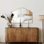 Besdomus Gold Scalloped Mirror for Dresser: 35"x26" Modern Wooden Mantel Mirror ... - Image 6