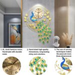 36.6 Inch Large Peacock Wall Clock Non-Ticking Silent, Creative Decorative Peaco... - Image 7