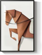 Large Framed Modern Horse Wall Art, Abstract White Brown Wall Art Animal Artwork... - Image 6