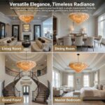 Modern Round Chandelier, 37" Extra Large Black Chandeliers for Dining Room, 14-L... - Image 4