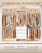Hzuaneri Closet System, Closet Organizer System with 4 Hang Rods, Walk-in Wooden... - Image 4