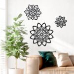 Zzbakress 3 Pieces Metal Flowers Wall Decor, Black Wall Decors, Flower Art Wall ... - Image 3
