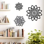 Zzbakress 3 Pieces Metal Flowers Wall Decor, Black Wall Decors, Flower Art Wall ... - Image 4