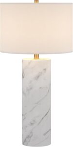Henn&Hart 29.5" Glam 1-Light Table Lamp with White Fabric Drum Shade for Living ... - Image 3