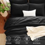 CozyLux Queen Comforter Set Black, 7 Pieces Soft Pinch Pleat Bed in a Bag Queen ... - Image 3