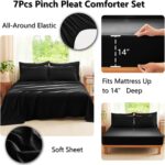 CozyLux Queen Comforter Set Black, 7 Pieces Soft Pinch Pleat Bed in a Bag Queen ... - Image 6