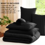 CozyLux Queen Comforter Set Black, 7 Pieces Soft Pinch Pleat Bed in a Bag Queen ... - Image 7
