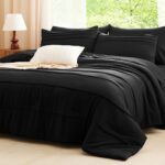 CozyLux Queen Comforter Set Black, 7 Pieces Soft Pinch Pleat Bed in a Bag Queen ... - Image 8