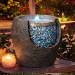 Kingsyard 13" Outdoor Water Fountain, Electric Resin Garden Waterfall with LED L... - Image 3