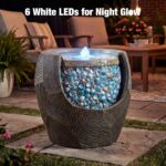 Kingsyard 13" Outdoor Water Fountain, Electric Resin Garden Waterfall with LED L... - Image 5