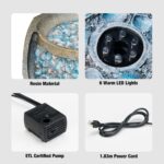 Kingsyard 13" Outdoor Water Fountain, Electric Resin Garden Waterfall with LED L... - Image 7