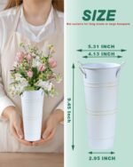 vensovo 9" Tall Galvanized Flower Bucket, 6 Pcs French Metal Vases with Handles,... - Image 3