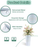 vensovo 9" Tall Galvanized Flower Bucket, 6 Pcs French Metal Vases with Handles,... - Image 4