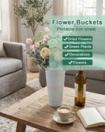 vensovo 9" Tall Galvanized Flower Bucket, 6 Pcs French Metal Vases with Handles,... - Image 5