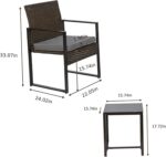 UNITED FLAMES 3 Piece Patio Furniture Set, Balcony Wicker Furniture with Tempere... - Image 4
