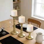 Gold Pillar Candle Holders Metal Large Tall Candle Stand Set of 3 for Pillar Can... - Image 3