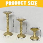Gold Pillar Candle Holders Metal Large Tall Candle Stand Set of 3 for Pillar Can... - Image 4