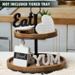 GENMOUS Farmhouse Kitchen Tiered Tray Decor Items Mini Set, Rustic Black and Whi... - Image 3
