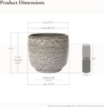 LuxenHome 15.5" Dia Round Ceramic Large Plant Pot for Outdoor Plants, Gray Grid-... - Image 3