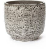 LuxenHome 15.5" Dia Round Ceramic Large Plant Pot for Outdoor Plants, Gray Grid-... - Image 7