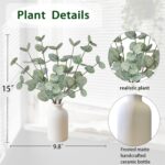 15" Artificial Eucalyptus Stems Potted Plant - Realistic Small Fake Desk Plants ... - Image 3