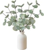 15" Artificial Eucalyptus Stems Potted Plant - Realistic Small Fake Desk Plants ... - Image 6