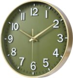 HZDHCLH Wall Clocks Battery Operated,Wall Clock Green Gold,8 inch Wall Clock Sil... - Image 4