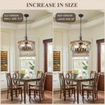 20" Farmhouse Chandelier, 5-Light French Country Drum Chandelier Over Table, Woo... - Image 3