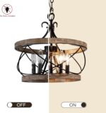 20" Farmhouse Chandelier, 5-Light French Country Drum Chandelier Over Table, Woo... - Image 4