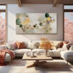 YJYart Large Abstract Canvas Wall Art Green and Gold Decorative Painting 29"x58"... - Image 3