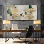 YJYart Large Abstract Canvas Wall Art Green and Gold Decorative Painting 29"x58"... - Image 5