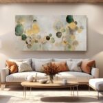 YJYart Large Abstract Canvas Wall Art Green and Gold Decorative Painting 29"x58"... - Image 8