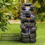 SunJet 47.2" High 6-Tiers Cascading Rock Outdoor Water Fountain with LED Lights ... - Image 4