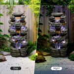 SunJet 47.2" High 6-Tiers Cascading Rock Outdoor Water Fountain with LED Lights ... - Image 5