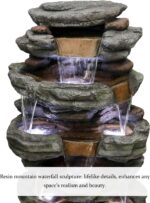 SunJet 47.2" High 6-Tiers Cascading Rock Outdoor Water Fountain with LED Lights ... - Image 6