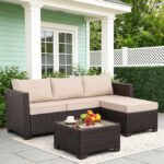 Rattan Star Patio Furniture Set 3 Piece Outdoor Sectional Sofa Set with Wicker C... - Image 3