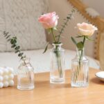 ComSaf Glass Bud Vases Set of 3, Small Flower Vases in Bulk, Mini Ribbed Vases f... - Image 5